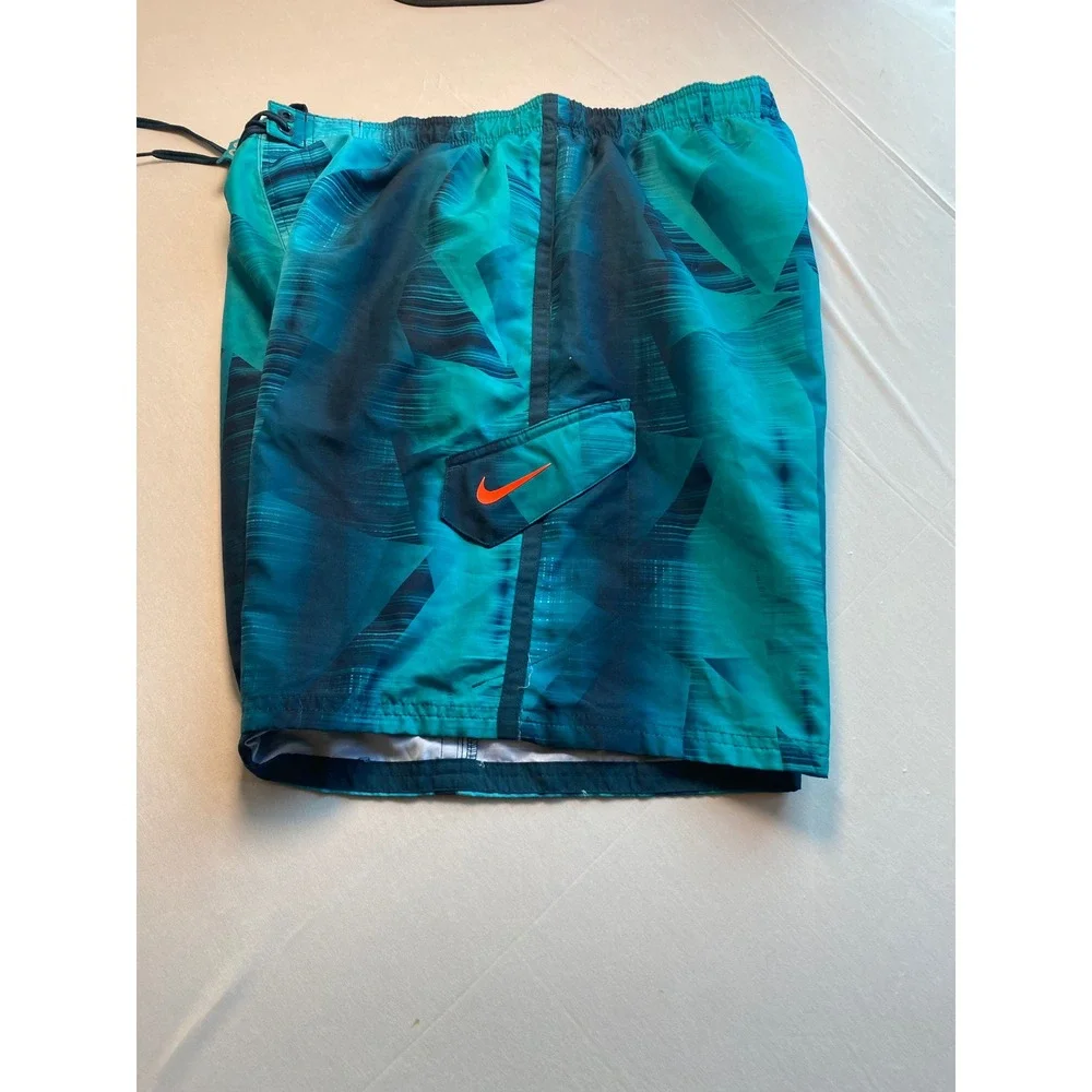 Nike Swim Mens Teal Blue Abstract Print Board Shorts NESS4382 XL